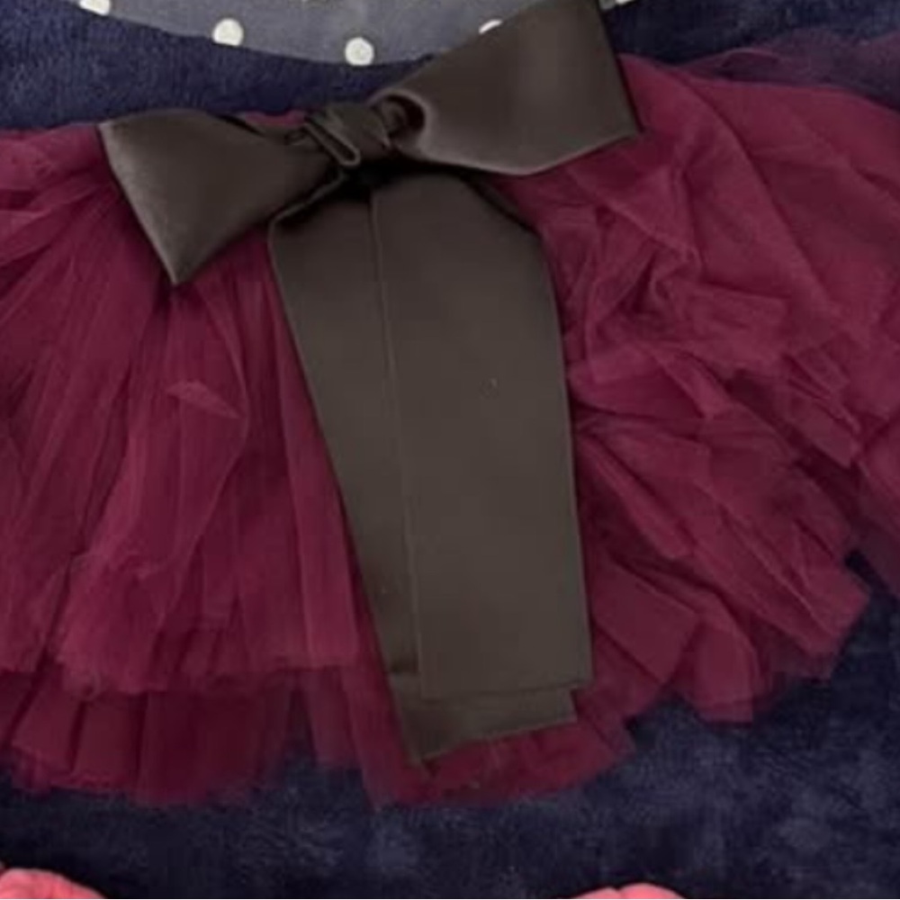 Burgundy Tulle Skirt with Black Bow
